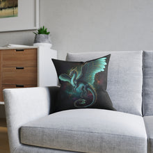 Load image into Gallery viewer, Teal Dragon Square Pillow