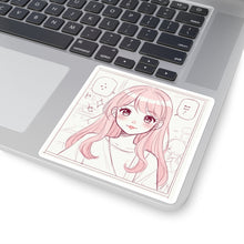 Load image into Gallery viewer, Kawaii Pink Anime Girl Square Sticker