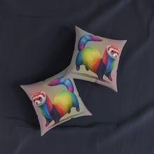 Load image into Gallery viewer, Rainbow Ferret Square Pillow