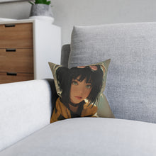 Load image into Gallery viewer, Yellow Jacket Anime Girl Square Pillow