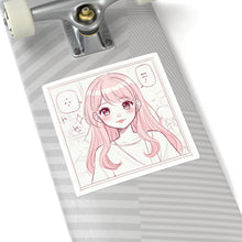 Load image into Gallery viewer, Kawaii Pink Anime Girl Square Sticker