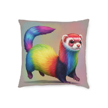 Load image into Gallery viewer, Rainbow Ferret Square Pillow