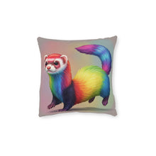 Load image into Gallery viewer, Rainbow Ferret Square Pillow