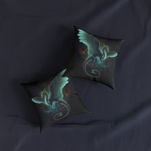 Load image into Gallery viewer, Teal Dragon Square Pillow