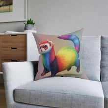 Load image into Gallery viewer, Rainbow Ferret Square Pillow