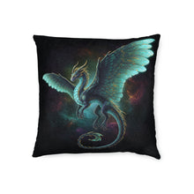 Load image into Gallery viewer, Teal Dragon Square Pillow