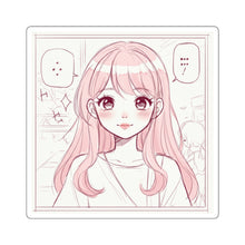 Load image into Gallery viewer, Kawaii Pink Anime Girl Square Sticker