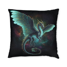 Load image into Gallery viewer, Teal Dragon Square Pillow