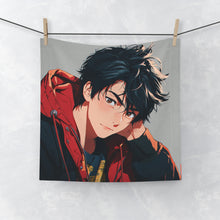Load image into Gallery viewer, Cute Red Hoodie Anime Boy Face Towel