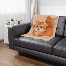 Load image into Gallery viewer, Cute Orange Kitten Minky Blanket