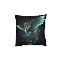 Load image into Gallery viewer, Teal Dragon Square Pillow