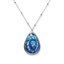 Load image into Gallery viewer, Blue Quartz Lion Oval Pendant Necklace