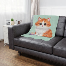 Load image into Gallery viewer, Cute Orange Kitten Minky Blanket