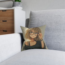 Load image into Gallery viewer, Cute Yellow-Haired Anime Girl Glasses Square Pillow