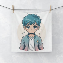 Load image into Gallery viewer, Kawaii Blue-Haired Anime Boy Face Towel