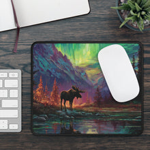 Load image into Gallery viewer, Northern Lights Moose Gaming Mouse Pad | Aurora Wilderness Art