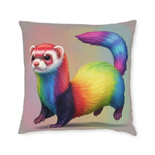 Load image into Gallery viewer, Rainbow Ferret Square Pillow