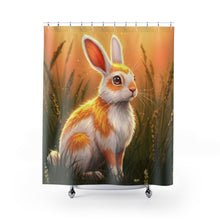 Load image into Gallery viewer, Whimsical Orange Rabbit Shower Curtain