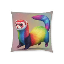 Load image into Gallery viewer, Rainbow Ferret Square Pillow