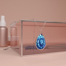 Load image into Gallery viewer, Blue Quartz Lion Oval Pendant Necklace