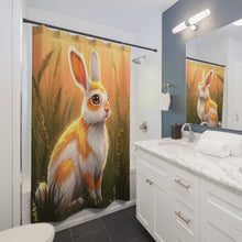 Load image into Gallery viewer, Whimsical Orange Rabbit Shower Curtain