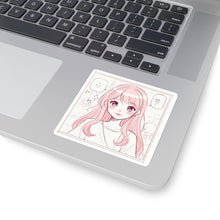 Load image into Gallery viewer, Kawaii Pink Anime Girl Square Sticker