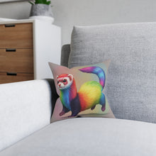 Load image into Gallery viewer, Rainbow Ferret Square Pillow