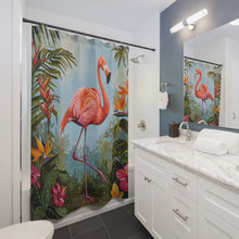 Load image into Gallery viewer, Flamingo Tropical Shower Curtain