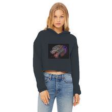Load image into Gallery viewer, Wolf Ladies Cropped Raw Edge Hoodie