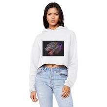 Load image into Gallery viewer, Wolf Unisex Cropped Raw Edge Boyfriend Hoodie