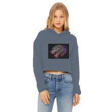 Load image into Gallery viewer, Wolf Ladies Cropped Raw Edge Hoodie