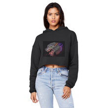 Load image into Gallery viewer, Wolf Unisex Cropped Raw Edge Boyfriend Hoodie