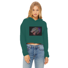 Load image into Gallery viewer, Wolf Ladies Cropped Raw Edge Hoodie