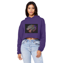 Load image into Gallery viewer, Wolf Unisex Cropped Raw Edge Boyfriend Hoodie