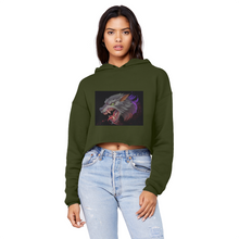 Load image into Gallery viewer, Wolf Unisex Cropped Raw Edge Boyfriend Hoodie