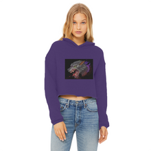 Load image into Gallery viewer, Wolf Ladies Cropped Raw Edge Hoodie