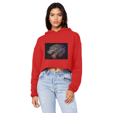Load image into Gallery viewer, Wolf Unisex Cropped Raw Edge Boyfriend Hoodie
