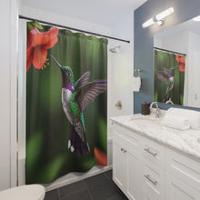 Load image into Gallery viewer, Hummingbird Floral Shower Curtain
