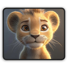 Load image into Gallery viewer, Adorable Lion Cub Gaming Mouse Pad, Gamer Gift, Desk Decor, Mouse Mat, Cute
