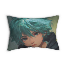 Load image into Gallery viewer, Teal Hair Anime Boy Portrait Lumbar Pillow
