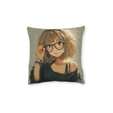 Load image into Gallery viewer, Cute Yellow-Haired Anime Girl Glasses Square Pillow
