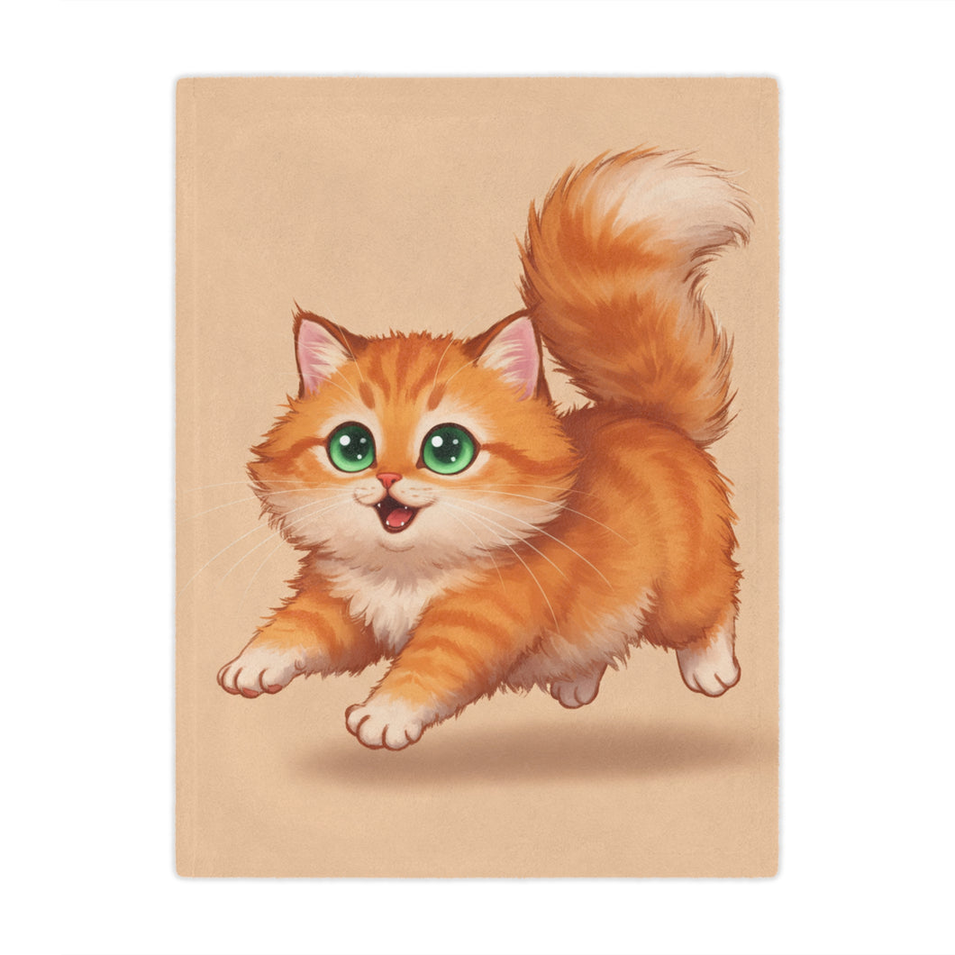 Cute Orange Kitten Minky Blanket