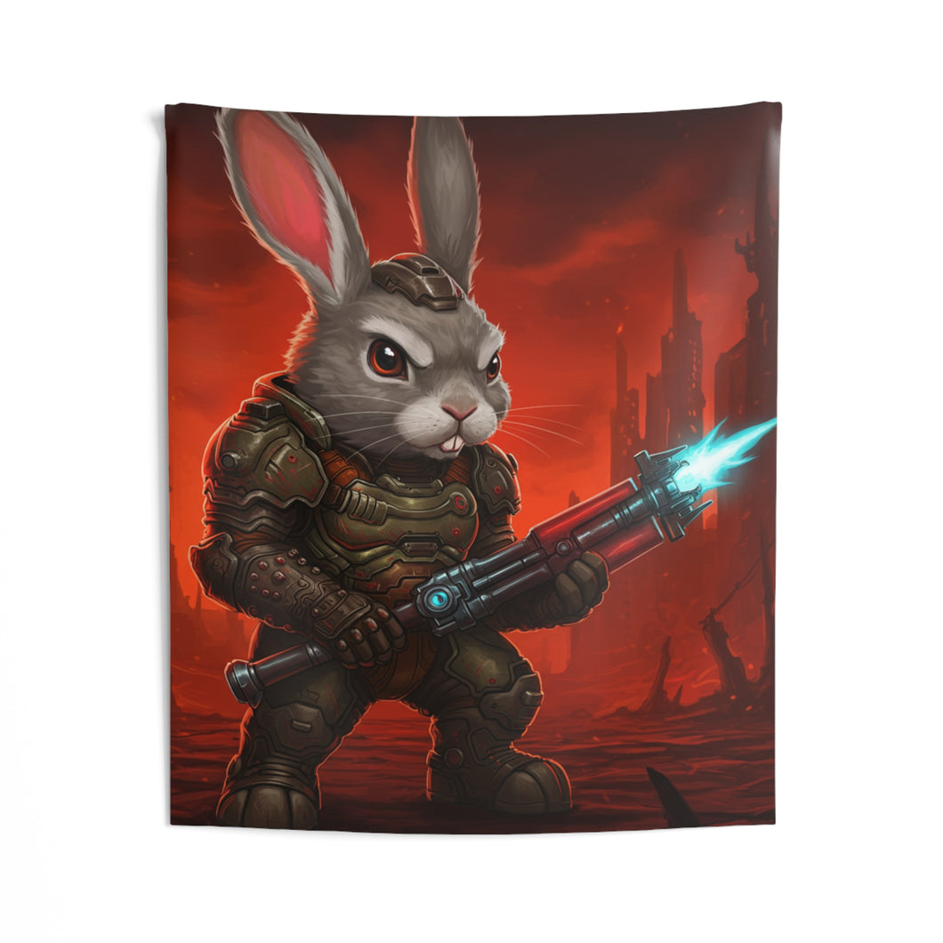 Sci‑Fi Bunny Warrior Wall Tapestry
