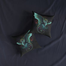 Load image into Gallery viewer, Teal Dragon Square Pillow
