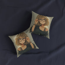 Load image into Gallery viewer, Cute Yellow-Haired Anime Girl Glasses Square Pillow
