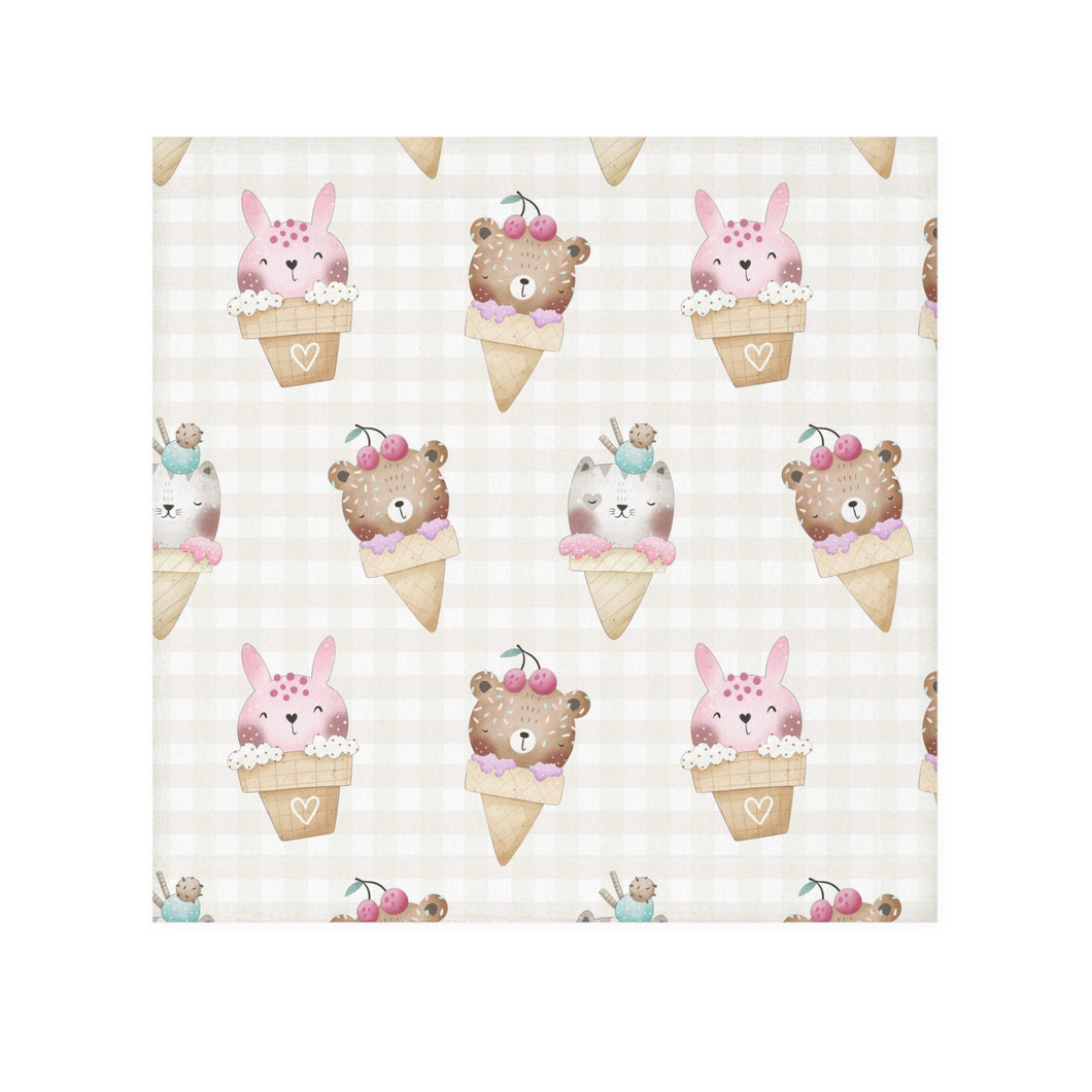 Adorable Animal Ice Cream Face Towel, Cute Bathroom Decor, Gift for Kids, Summer