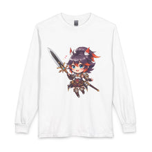 Load image into Gallery viewer, Chibi Fantasy Sword Female Warrior Long Sleeve Tee
