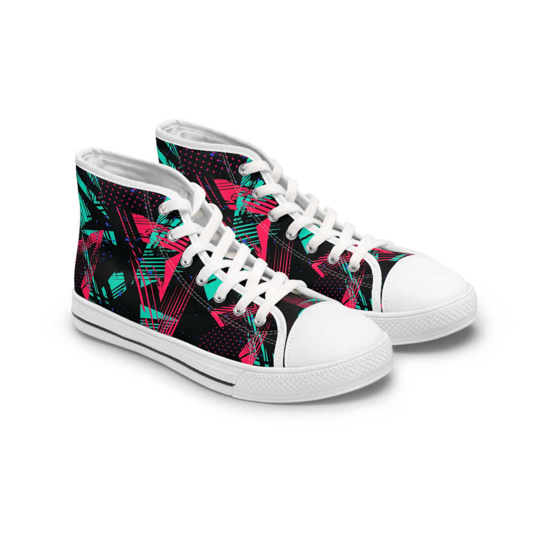 Abstract Neon Pattern Women's High Top Sneakers