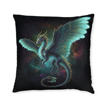 Load image into Gallery viewer, Teal Dragon Square Pillow
