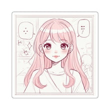 Load image into Gallery viewer, Kawaii Pink Anime Girl Square Sticker

